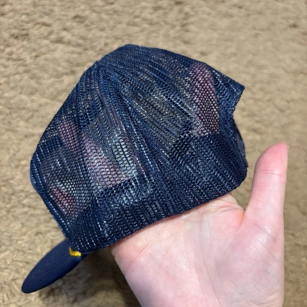 Vintage Wrangler Navy Gold Mesh Trucker Hat SnapBack Mesh Western Horse